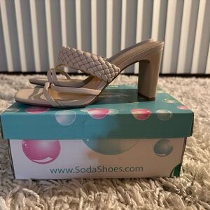 Soda Women's Braided Cream Heels